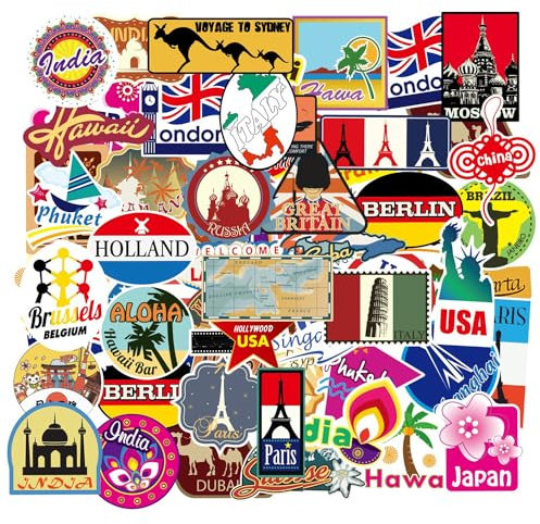 100 Sets of Travel Stickers - International Attractions & Well-Known Buildings - Suitable for DIY Suitcases, Computers, Phone Cases, Skateboards, Diaries, Refrigerators, Helmets