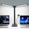 Semlos Dual Arm LED Desk Lamp with Night Light Mode, Power Adapter, USB Charging Port, Auto Off Timer, Touch Control Desk Light for Study, Work and Sleep, Black Table Lamp