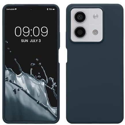 kwmobile Hülle kompatibel mit Xiaomi Redmi Note 13 5G Hülle - Silikon Handy Case - Handyhülle weiche Oberfläche - kabelloses Laden - Dunkler Schiefer
