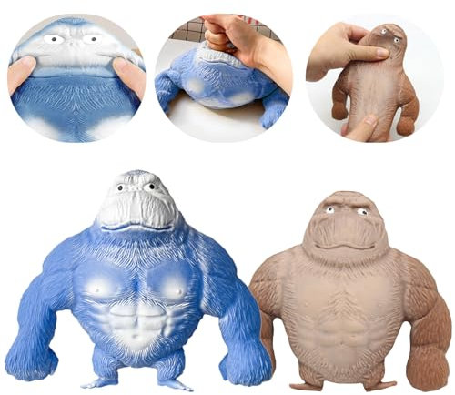 DGUSO Gorilla-Spielzeuge Blaues Squishy Monkey, Brauner Anti Stress AFFE, Stretchy Gorilla Ist Flexibel für Entspannung, Anti-Angst-Stimulations-Gorilla-Spielzeug