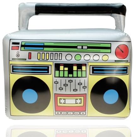 Aufblasbarer 80er 90er Ghettoblaster ca 45 x 42 cm Hip Hop Radio Walkman - Fasching & Karneval - Outfit Party Accessoires Kostüm Bad Taste Assi Retro