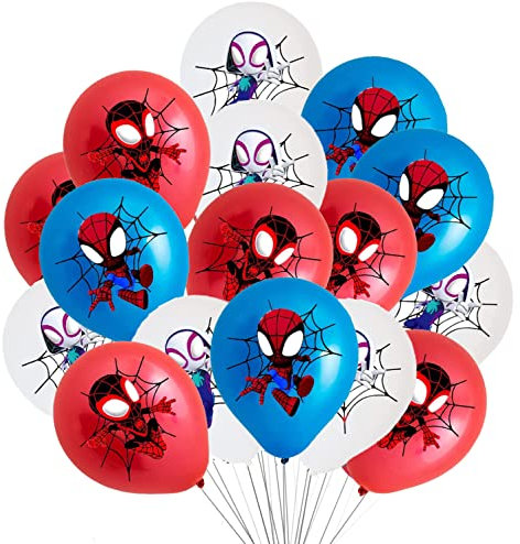 18 Stück Spidey Luftballons Spidey Geburtstags Party Dekorationen, Latex Ballons für Kinder Junge Kinder Geburtstag Deko