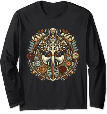 Slawische Geister Weltbaum & Peruns Axt Langarmshirt