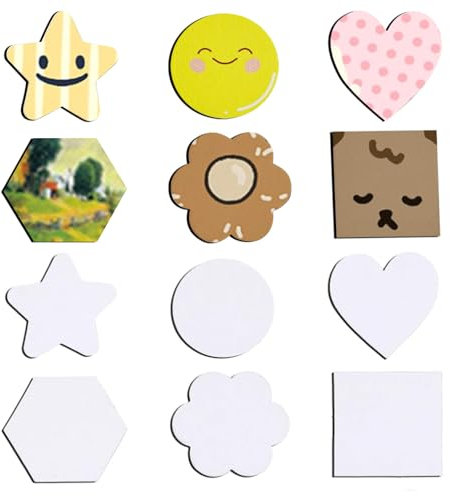 24pcs Magnetic Canvas Boards, Runde, Herz, Stern, Blume, Sechseck geformte Leinwand kleine Malerei Leinwand Panel für Acryl Öl Aquarell Malerei Kühlschrank Locker DIY Handwerk Kunst Geschenk