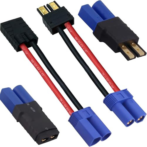 Xiatiaosann 2 Pair RC Battery Connector Adapter for Traxxas Plug to EC5 Male Female Connector ESC Charger Compatible with TRX/for Traxxas Lipo Battery, for RC Car RC Boat Solar Light Balance Car