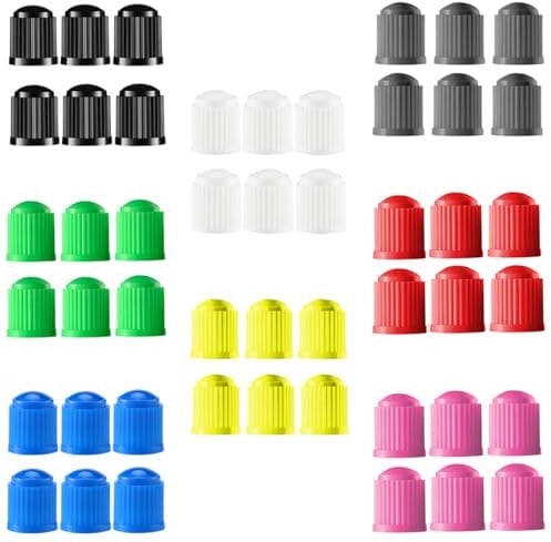JEYORZY 48 pz Tapas de Plástico para Válvula universales, Tapones de válvula de Coche, Tapas de Válvula de Neumático, Cubiertas Universales, para Coches, Bicicletas, Motocicletas, Camiones Atornillado
