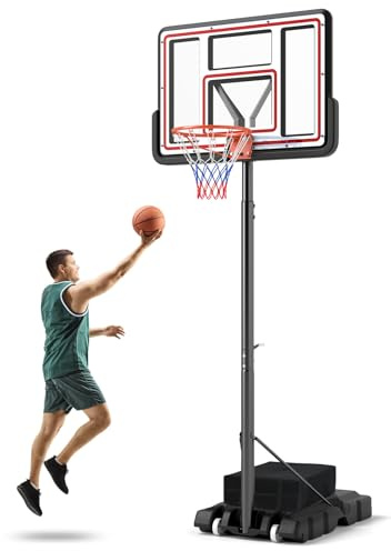 COSTWAY 10FT Portable Basketball Hoop Net Set, Adjustable Basketball Stand with Wheels, Indoor Outdoor Basketball Goal System for Kids, Junior and Adults