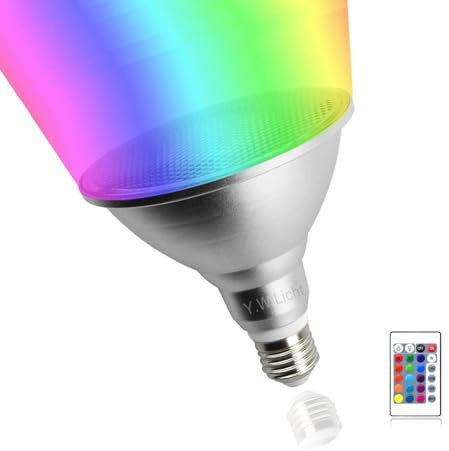Y.W.Licht RGB PAR38 LED Lampe 20W E27 Dimmbar Spotlicht 120 Grad Farbwechsel Beleuchtung Lampe Wasserdicht IP65 Aluminum Glühbirne für Dekoration Innen-/Außenbereich(1 Stück,kein Ballast)
