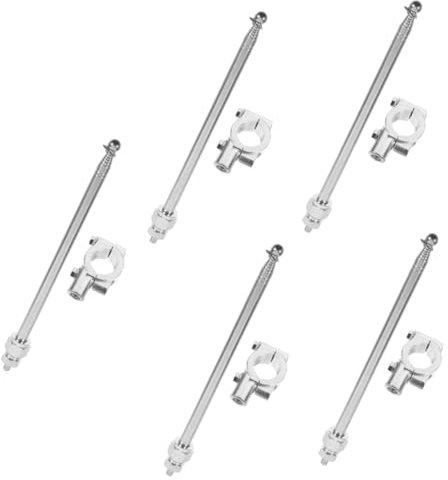 Kisangel 5st -fahnenmast Roller Stangen Straßenvorbau Motorradzubehör Halter Fahrrad-fahnenmast Fahrradzubehör Motorradspiegel Ständer Montiert Lenker Silver Stahl