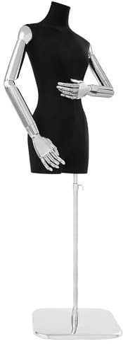 Schaufensterpuppe Körper Weiblich 120-210cm mit Armen Kleiderpuppe Ausstellen für VitrineVerstellbare Höhe Schneiderpuppe Damenbüste Kleiderpuppe Ausstellungsstand für Einkaufszentren, Schneidereien