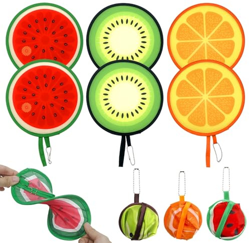 6 PCS Fruit Foldable Fan Folding Fan Hand Fan Folding Summer Festival Handheld Folding Fan Round Hand Fan Folding Folding Fan Foldable Fan Fruit Style for Family Personal Decoration Party Wedding