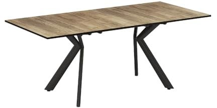 Vicco Esstisch Trill, ausziehbarer Esszimmertisch, Eiche rustikal/Schwarz, 140 x 90 cm ausziehbar
