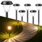 Quntis 6Pack Luces Solares LED Exterior Jardin Modo Dual Lámpara Solar Exterior Jardin Impermeables Luces LED Solar para Paisaje Césped Patio Pasarela-Blanco Cálido/RGB