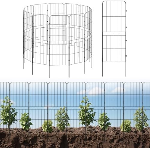 The Fellie Decorative Garden Fence, Rustproof Metal Garden Borders for Flower Bed、Backyard、Patio, 10 Panels Outdoor Garden Fence Dog Animal Barrier, 96H*31L CM