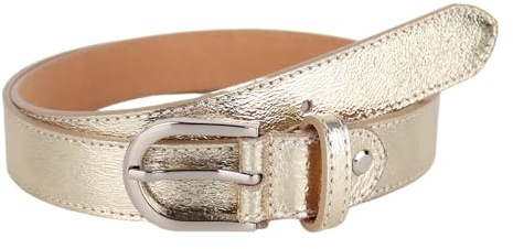 MIRROSI Ledergürtel Damen Herren Gürtel, Made in Italy, 3cm breit (Metalic Gold (Silberne Schnalle), 85cm)