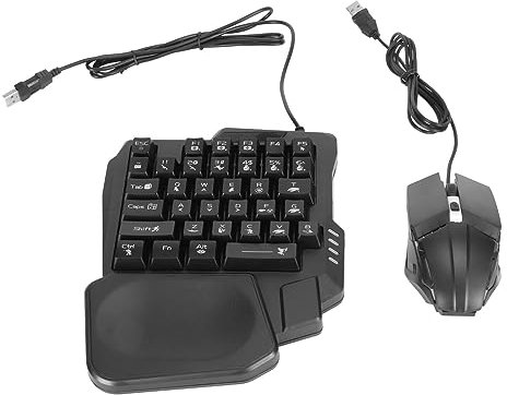 Asixxsix Ensemble Clavier et Souris de Jeu à Une Main, Pack de Jeu Mobile 4 en 1 avec Manette de Jeu Mobile et Convertisseur de Souris, Support pour Téléphone
