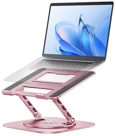 MCHOSE Laptop Stand for Desk, Ergonomic Adjustable Laptop Stand with 360° Rotation, Ventilated Aluminum Riser, Foldable Laptop Holder Compatible with MacBook Air, Dell XPS, 10-17.3 Laptops, Pink