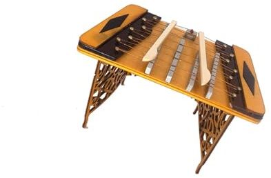 JTYUERWQ Trompetenornamente Miniatur Hackbrett Modell aus Holz mit Koffer Musikinstrument Ornamente