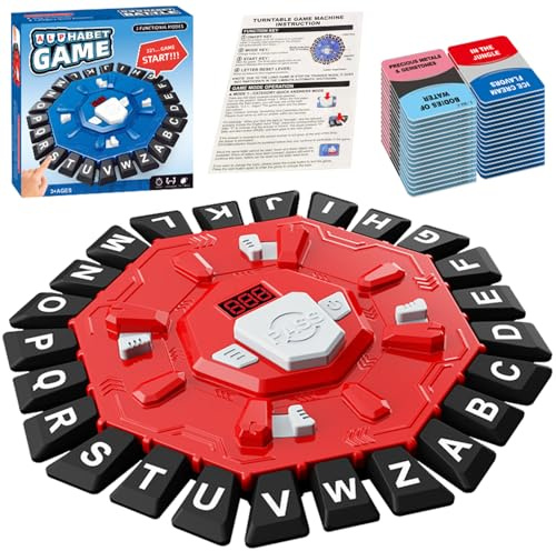 Wortspiel, Buchstaben Spiel, Brettspiele für Kinder und Erwachsene mit 2 Modi, 24 Tasten Buchstaben Drücken Familienspiel Partyspiele, Puzzlespiel für Jungen und Mädchen ab 3 Jahren,2–8 Spieler (Rot)
