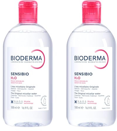 Bioderma Sensibio H2O Micellar Water Cleanser Makeup Remover Duo 2 x 500ml | For Sensitive Skin, Duo Pack