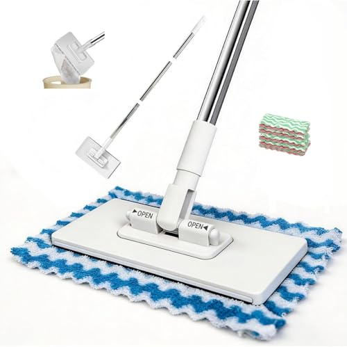 Sweeper Mop with Disposable Cloth System by FeiatPogra, Cloth Changing Mini Mop Dust Mop Magic Floor Cleaner with 100cm Handle