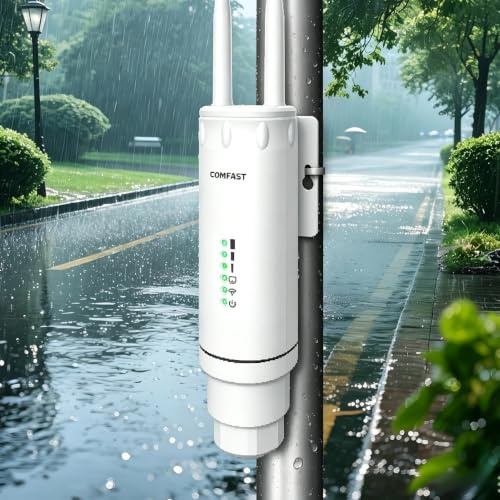 COMFAST Outdoor Point d'accès AC1200, Repeteur WiFi Exterieur 1200Mbps | 24V PoE Port Ethernet, IP66, Double Bande 5G&2.4GHz Amplificateur WiFi Exterieur 802.11ac, MU-MIMO