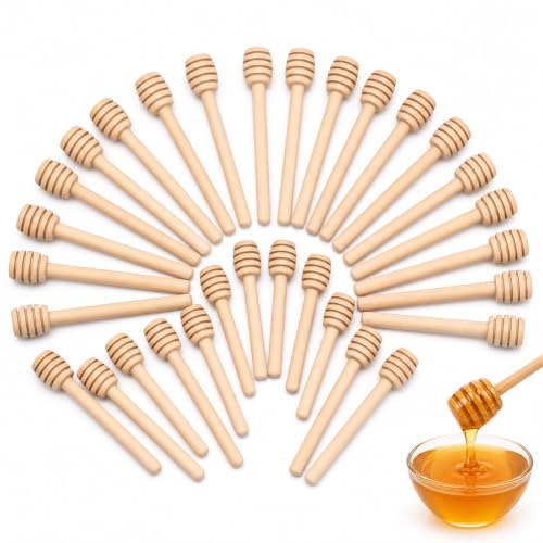 30PCS Honey Spoon, 8CM Mini Wooden Honey Dipper Sticks 8cm for Drizzling Honey