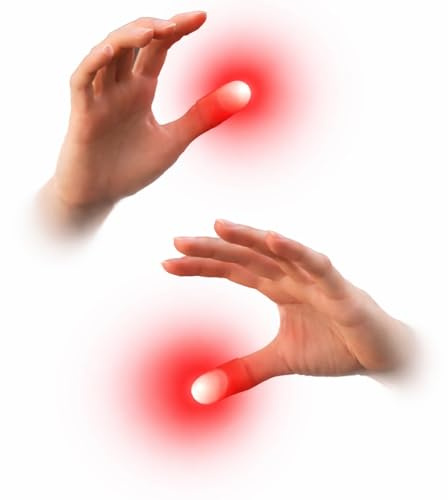 MilesMagic Ensemble de 2 Embouts de Pouce en Caoutchouc Magiques Lumineux Rouge Clignotant de près Gros Tour du Doigt