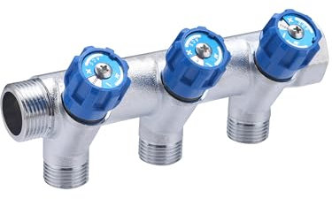 Collecteur Mâle - Femelle 20x27 à Robinetteries Bleues 3 départs 15x21 NOYON & THIEBAULT