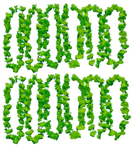 UV Floor - Neonfarbene Blumenkette - Premium-Qualität - Neonfarbenes Zubehör - Party - Kostüm - Neongrün - 12er-Set