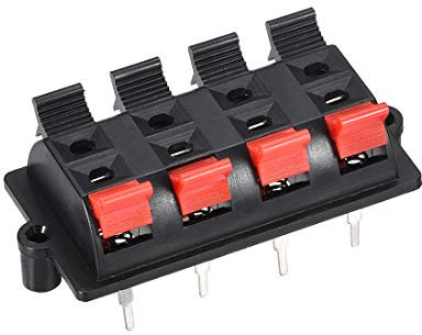 sourcing map 2 Row 8 Way Spring Speaker Terminal Clip Push Release Connector Audio Cable Terminals Strip Block Black Red WP8-03 1Pcs