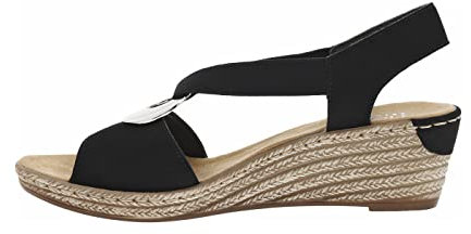 Rieker Alula Womens Wedge Heel Sandals 6.5 UK Black