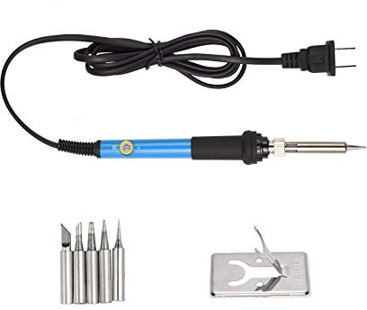TXINLEI Electronics Soldering Iron Kit,60W 110V Adjustable Temperature Welding Tool Set, 5pcs Different Soldering Tips, Stand