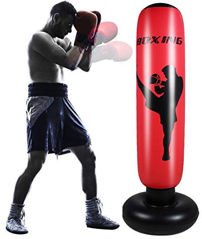 170Cm Aufblasbare Freistehende Box Boxsack Fitness Boxsack Stressabbau Sandsäcke Ziel Turm Tasche Boxsporttrainingstasche für Kinder Erwachsene Kinder