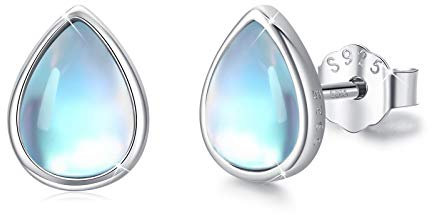Mondstein Ohrstecker 925 Sterling Silber Ohrstecker Hellblau Ohrringe für Mädchen Kinder Geburtstagsgeschenk Weihnachtsgeschenke, Geschenke für Frauen Mutter Mama Ohrringe Geschenk für Sie