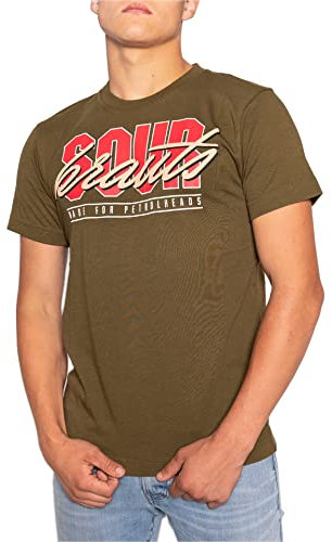 SOURKRAUTS T-Shirt Herren Kaami in Olive Größe S - Kurzarm Shirt im schlichten Design mit kleinen Details