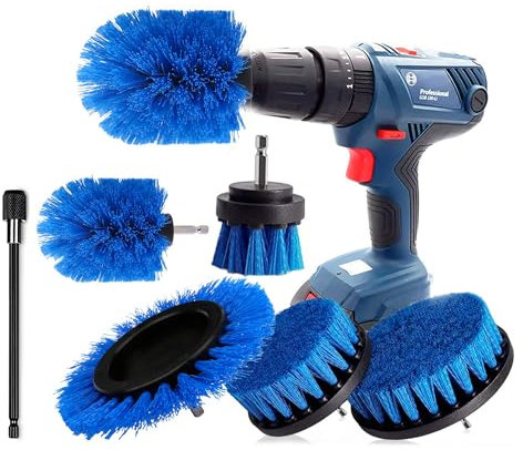Bürstenaufsatz Bohrmaschine Set 6 Stück Bohrbürsten Befestigung Reinigungsbürste Felgenbürste Scrubber Reinigung Bürste Kit für Felgen, Badewanne, Fliesen, Küche, Auto, Sofa Ecken & Grill