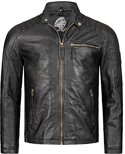 Rock Creek Herren Lederjacke Biker Jacke Echtleder Motorradjacke Leder Jacken Herrenjacke Schwarz Winterjacke Übergangsjacke H-291 Schwarz S