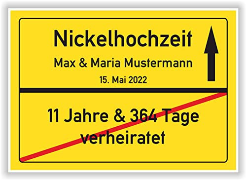 Nickel Hochzeit Ortsschild Nickelhochzeit 12 Hochzeitstag Deko Bild Geschenk Mann Frau Ehepaar