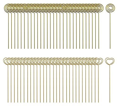 Woohome 60 PCS Supports de Numéro de Table en Métal, Or Mémo Clip en Métal Carte Photo Note Clips pour Mariage, Anniversaire, Fête Prénatale