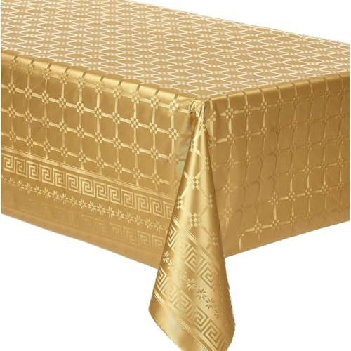 SANYGIENE Nappe Papier Damassé Or | Effets Tissu - Déperlant | Largeur 1,20 m | Décoration de Fête | Arts de la Table Eco (Rouleau de 20 mètres)