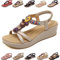 QJJQ Sandali Donna Estive Eleganti Infradito Comodi Strass Bohemia Flip Flop Spiaggia Piatti Scarpe, Bianco sporco, 40 EU