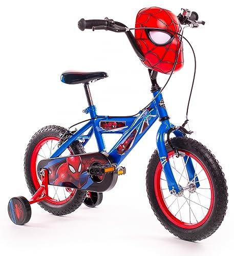 Huffy Offizielle Jungen Spiderman Fahrrad 14 Zoll Rad mit Spiderman Maske Lenker Alter 4-6, 105-117cm Kinder Fahrrad