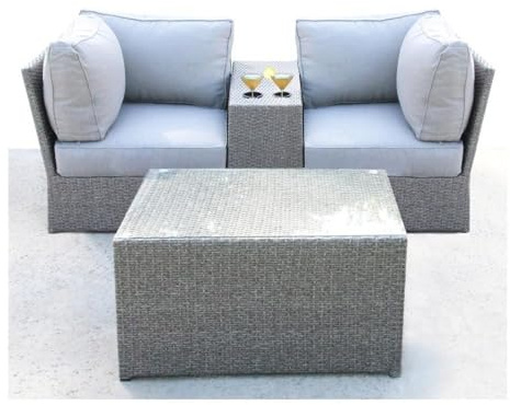 Living Source International 4-Piece Wicker/Rattan Seating Group in Gray Finish