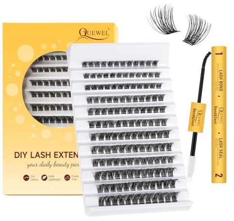 QUEWEL Cluster de Cils de Longueur Mixte, Aspect Naturel, Faux Cils, Extension de Cils DIY Durable et Réutilisable, Bande Mince pour Un Usage Personnel Domestique(FD04)…