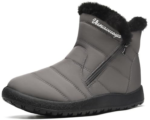Vunavueya Stivali Donna Stivaletti Invernali Scarpe da Neve con Imbottitura Calda Stivali alla Caviglia Caldo Boots Scarpe Grigio 36 EU_230
