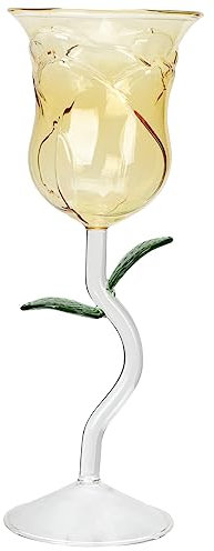 NAMOARLY Verre à vin rose éternelle jaune 200 ml - Verre à vin créatif pour la Saint-Valentin, un mariage, une fête - Élégant gobelet en verre pour vin rouge - Cadeau de vin pour femme