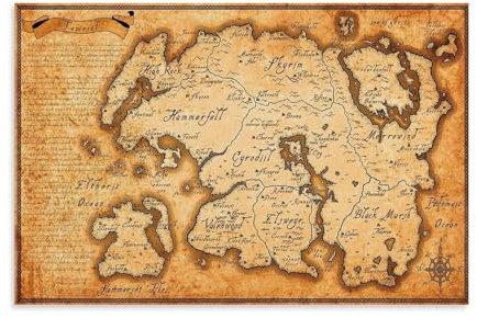 DEEBOW Map-(Skyrim) Poster, dekoratives Gemälde, Leinwand, Wandposter und Kunstdruck, modernes Familienschlafzimmer-Dekor-Poster, 20 x 30 cm