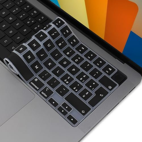 MasiBloom Funda de silicona italiana para teclado para MacBook Pro de 14 pulgadas y 16 pulgadas M3/M3 Pro/M3 Max Chip modelo A2991 A2992 A2918 lanzado en 2023 UK/EU Layout Keyboard Protector
