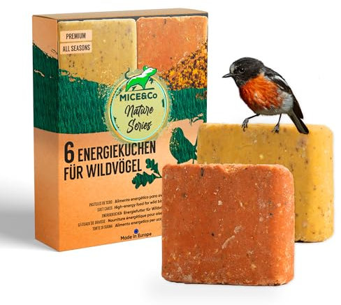 Mice&Co Energiekuchen für Wildvögel - Natürliche Suet Kuchen für Wildvögel, Vogel-Buffets Vogelfutter mit Samen, Vogelfutter Garten | Pack 6 Stück